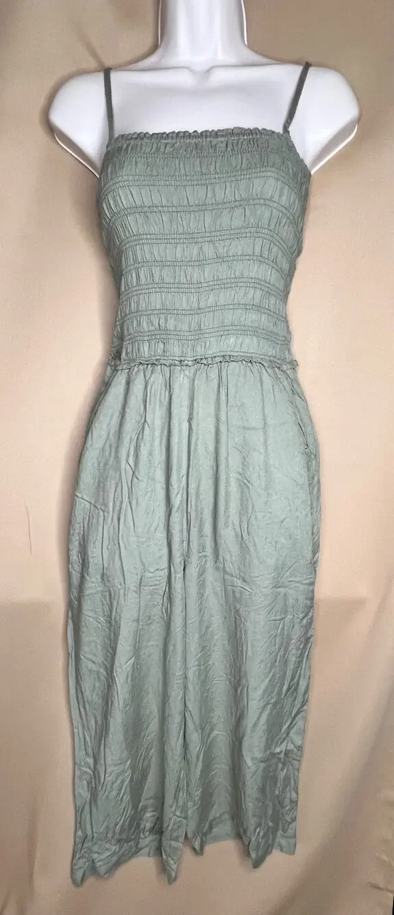 Steve Madden Natural Beauty Jumpsuit Deep Olive XS NWT